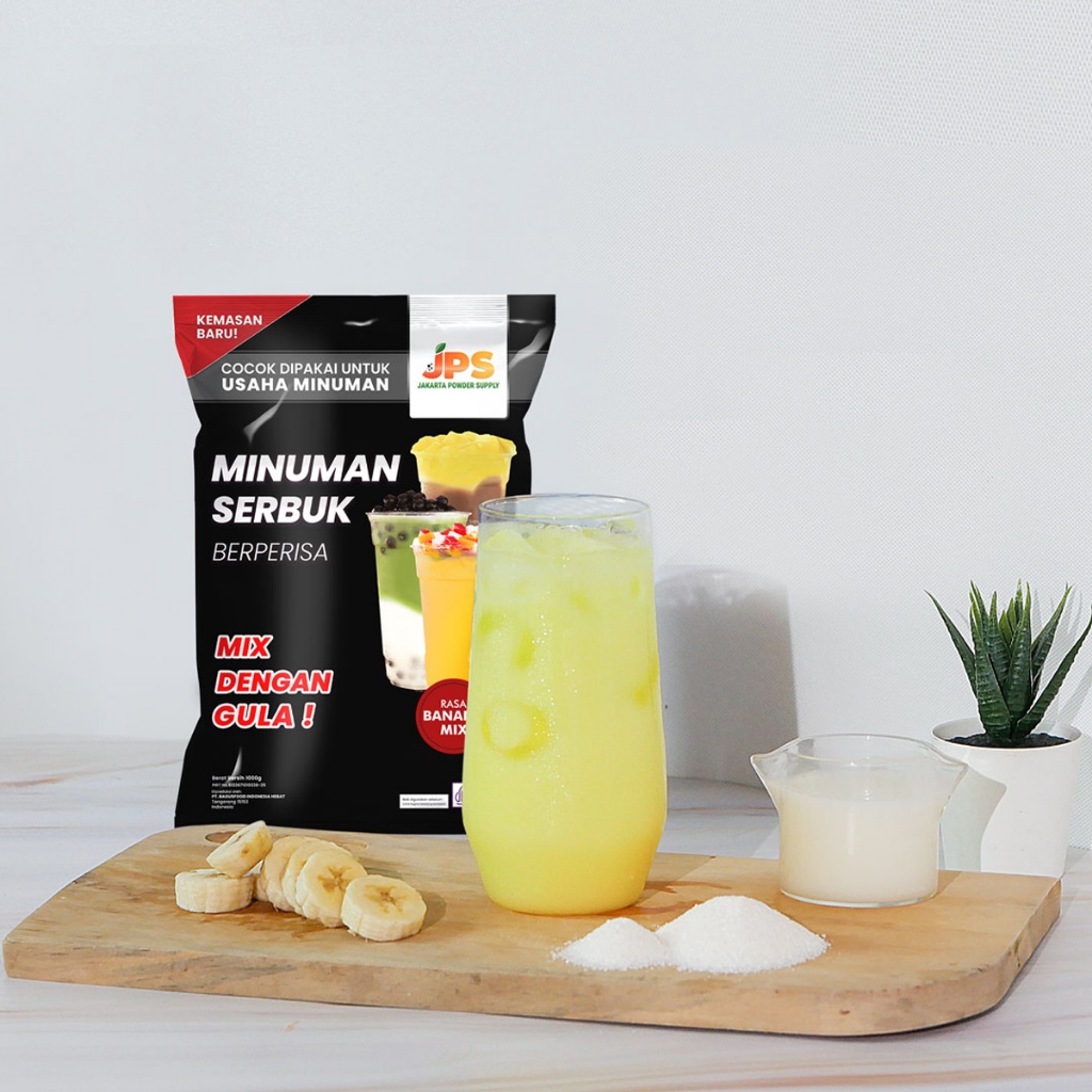 

JPS Mix Banana 1 kg Bubuk Minuman Dengan Gula / Serbuk Berperisa Pisang / Jakarta Powder Supply