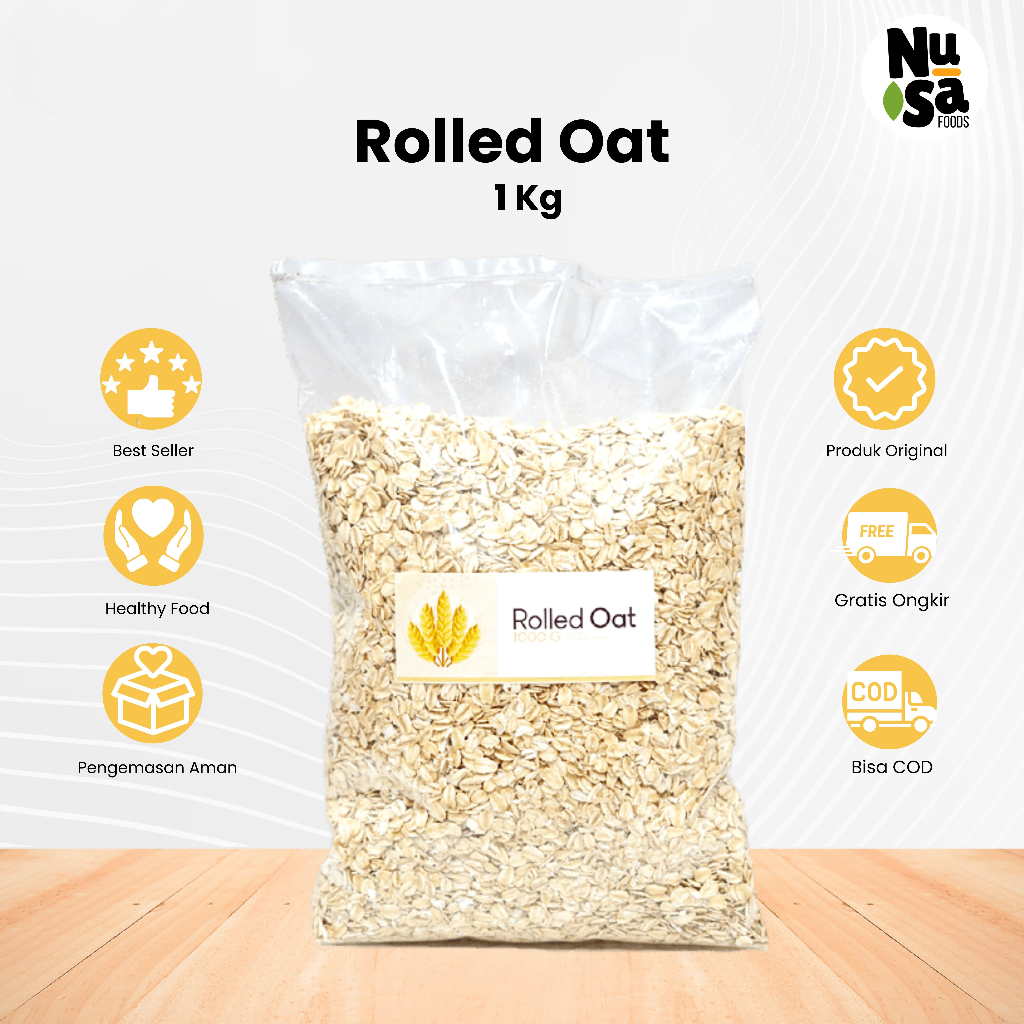 

Rolled Oat 1 Kg Sereal Gandum Utuh Menu Sarapan Sehat Original