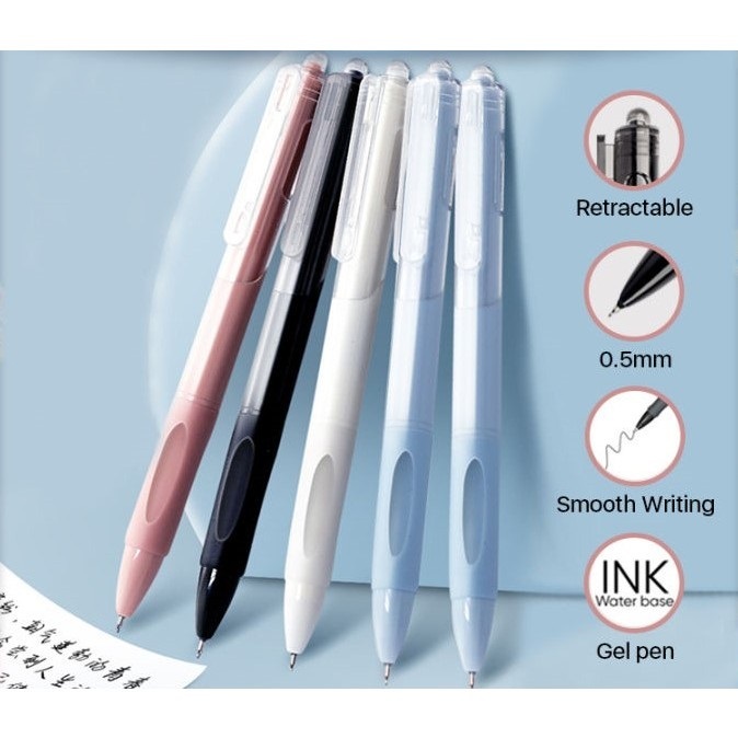 

AIMILO Gel Pen Pulpen / Retractable 4 Warna 0.5mm Ink Water Base 1 PCS Panjang 145mm