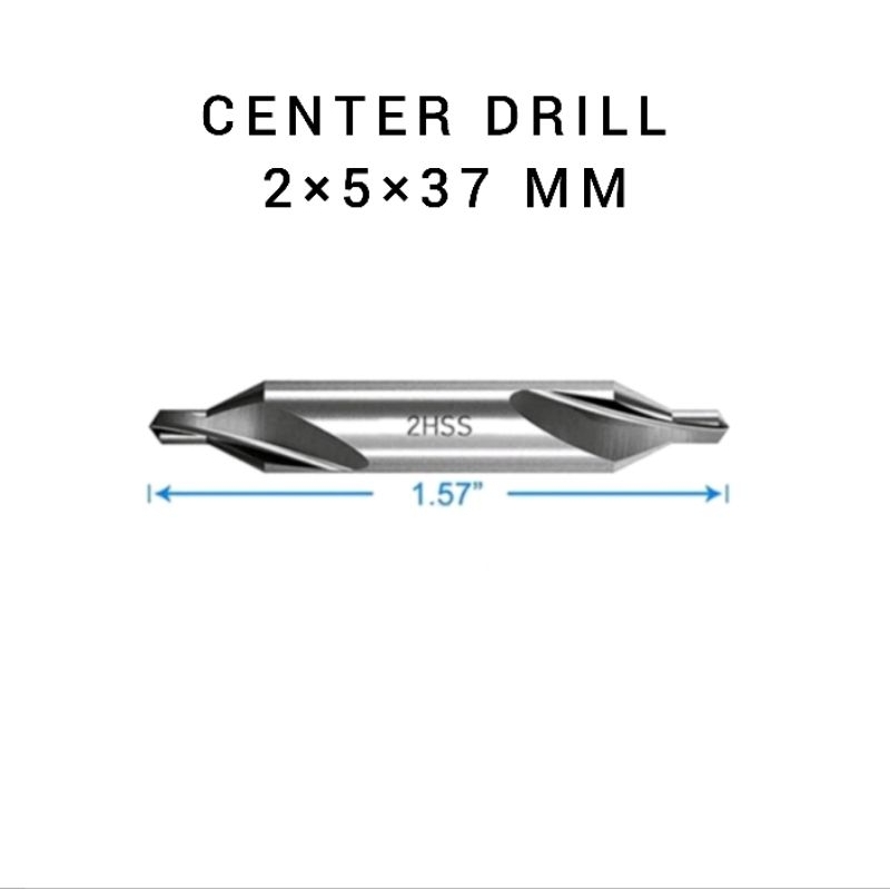 Center Drill Mata Bor Center 2 MM HSS Bor center dril 2×5×37mm derajat 60°