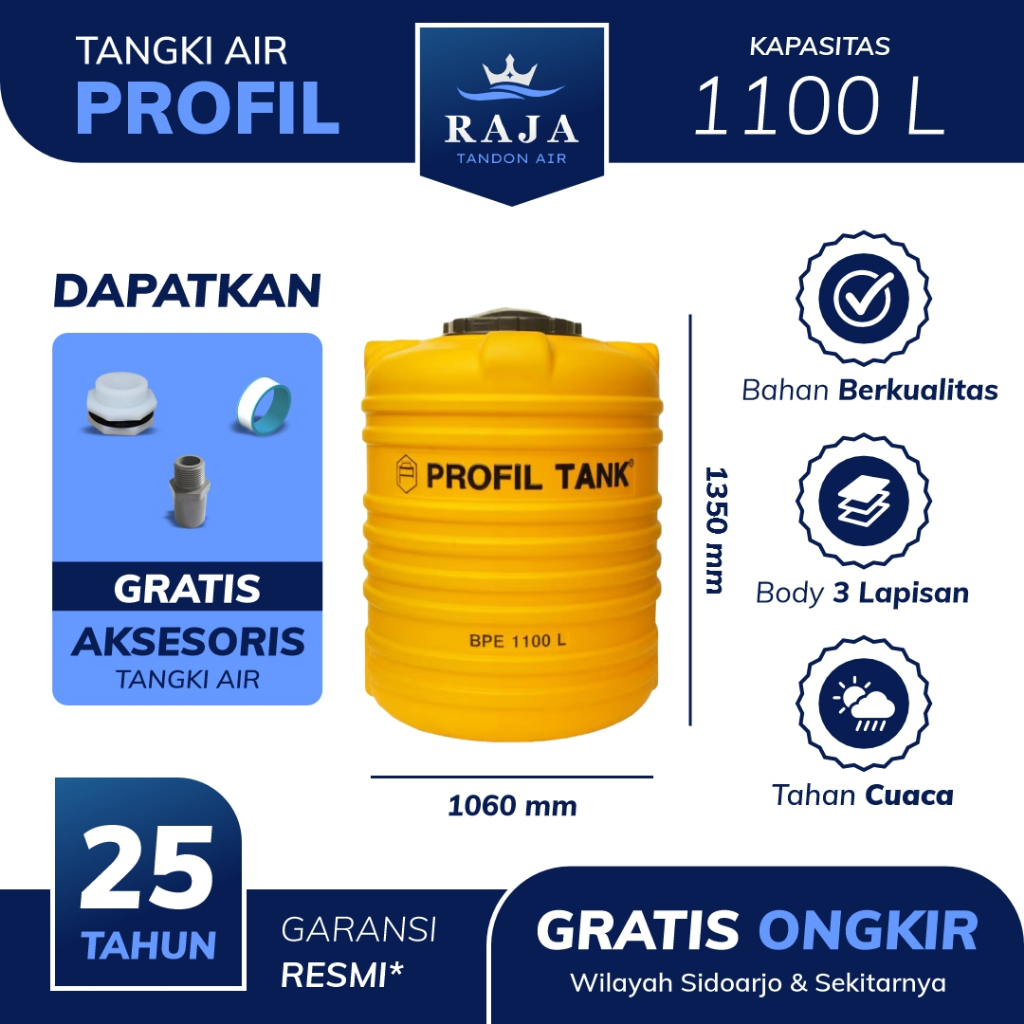 Tandon Air / Tangki Air / Toren Air PROFIL TANK Ukuran 1100 Liter Invoice