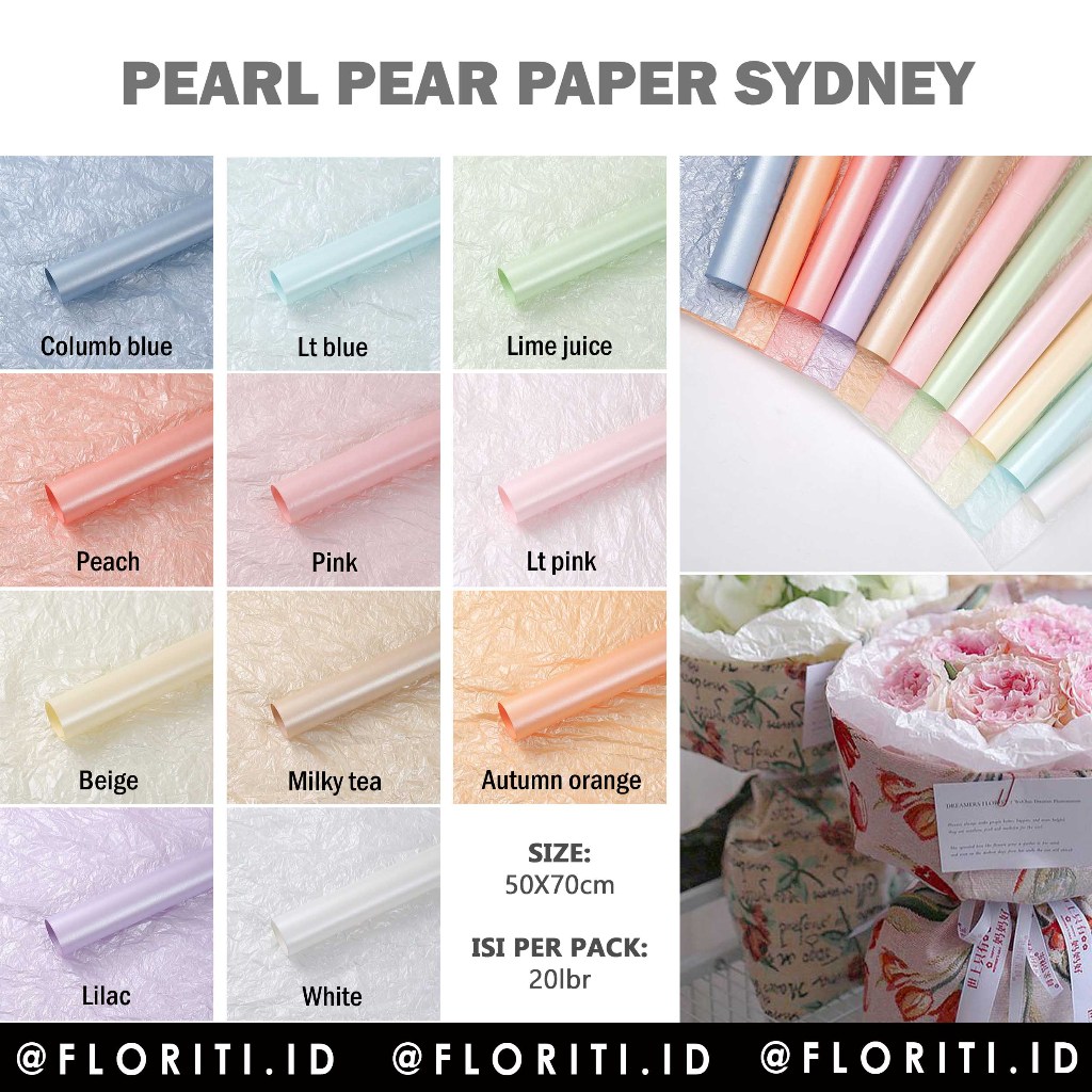 

(20 Lembar) Kertas Buket Pearl Pear Paper Sydney Korean Flower Wrapping