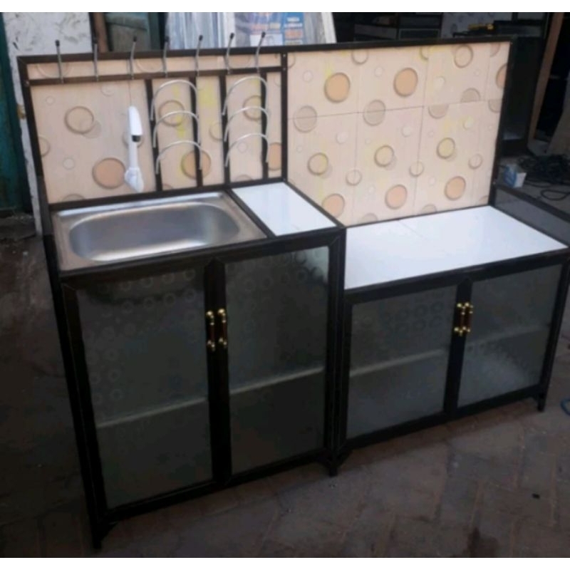 Kitchen set kaca wastafel