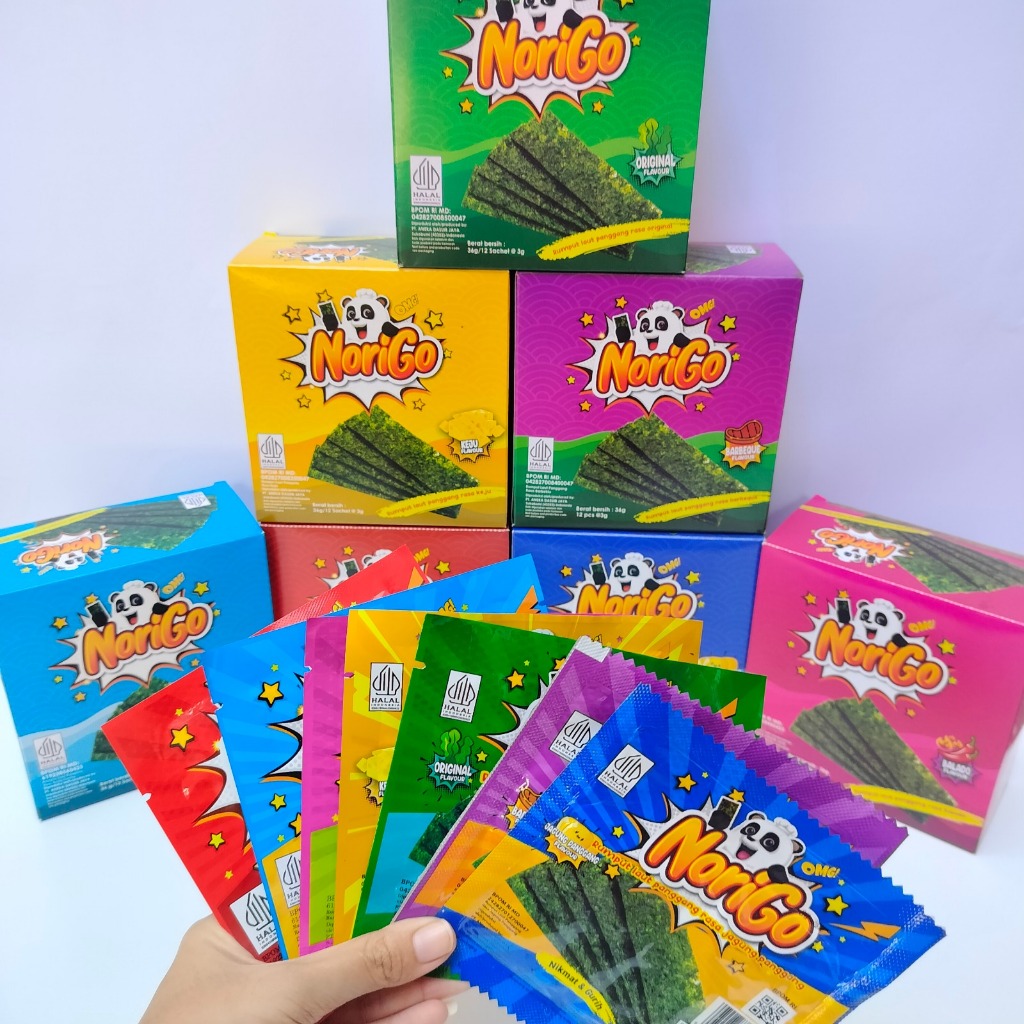 

(1 DUS ) Norigo Rumput Laut | Nori Sachet Seaweed Snack 3g Rumput Laut Halal