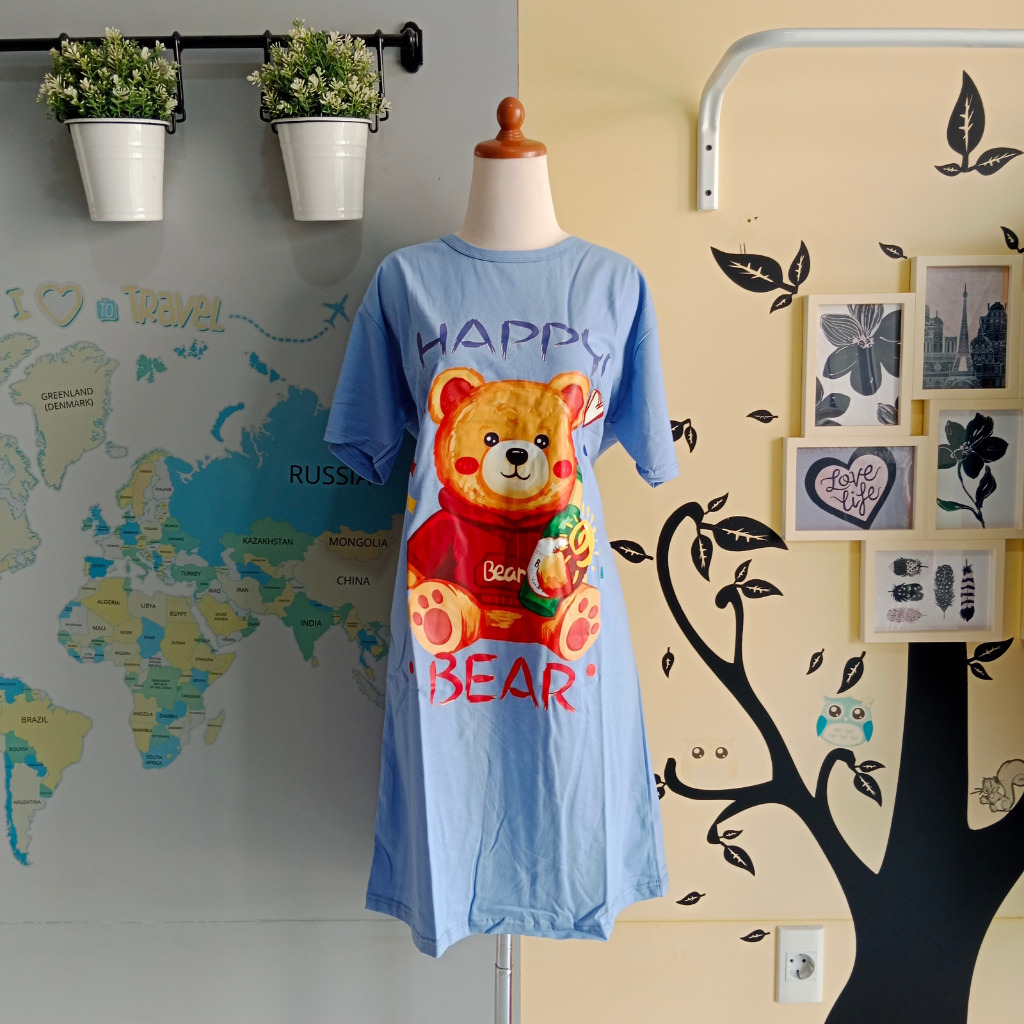 lingerie_extrajumbo - Dress Casual Jumbo Katun Kombed Motif Lucu Viral Kekinian Super Cakep 322