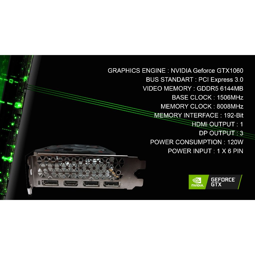 VenomRX VGA Card  Nvidia GTX 1060 6GB DDR5 - Gatotkaca Electronics
