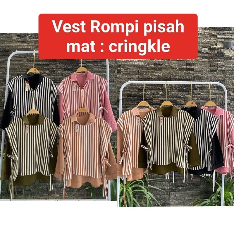 BAmode - VEST SALUR/ROMPI SALUR/ATASAN 2 IN 1/SET WANITA/SET VEST/ROMPI KEMEJA/ATASAN KEKINIAN/SET T