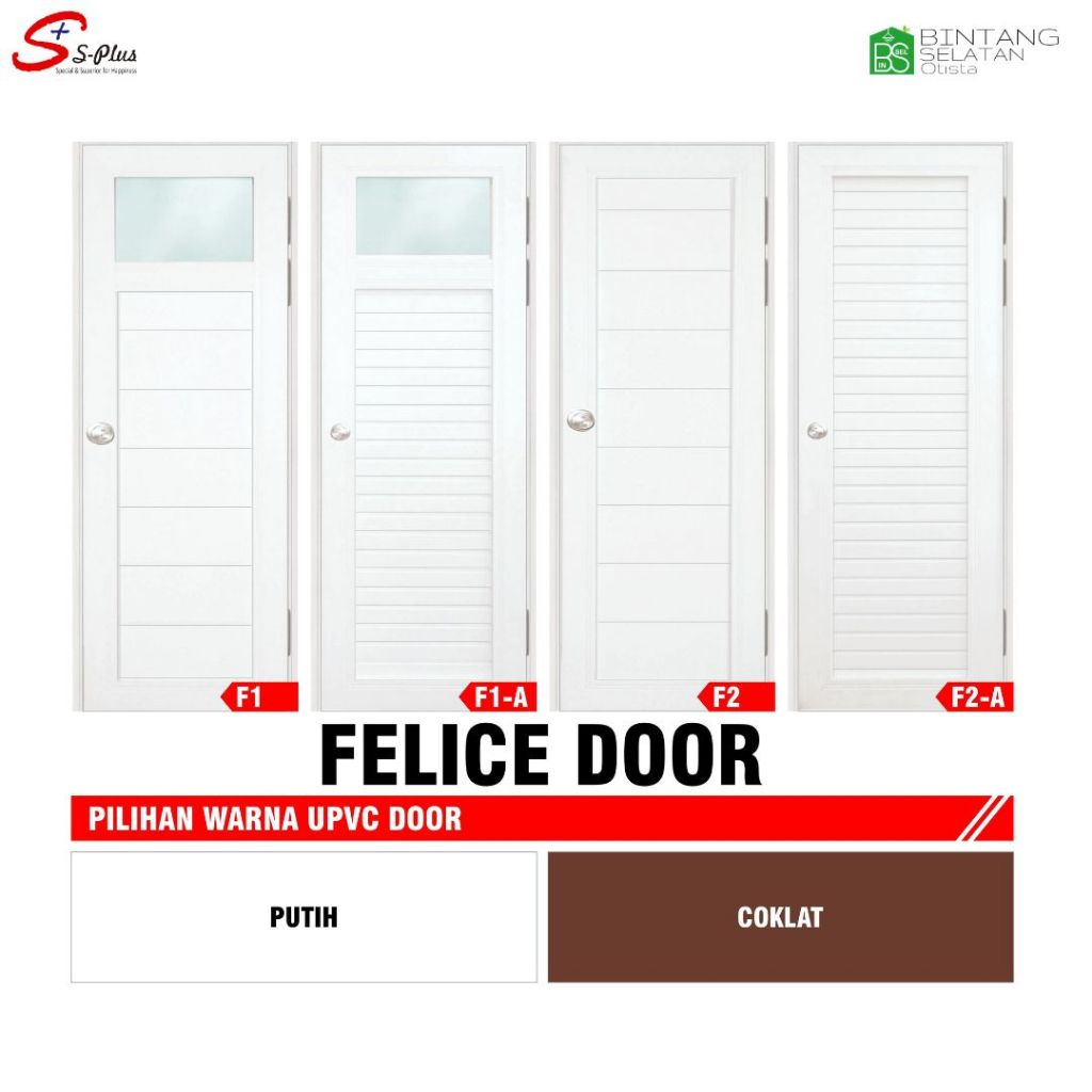 PINTU UPVC / PINTU KAMAR MANDI SPLUS F1 FULL PANEL 700X1950