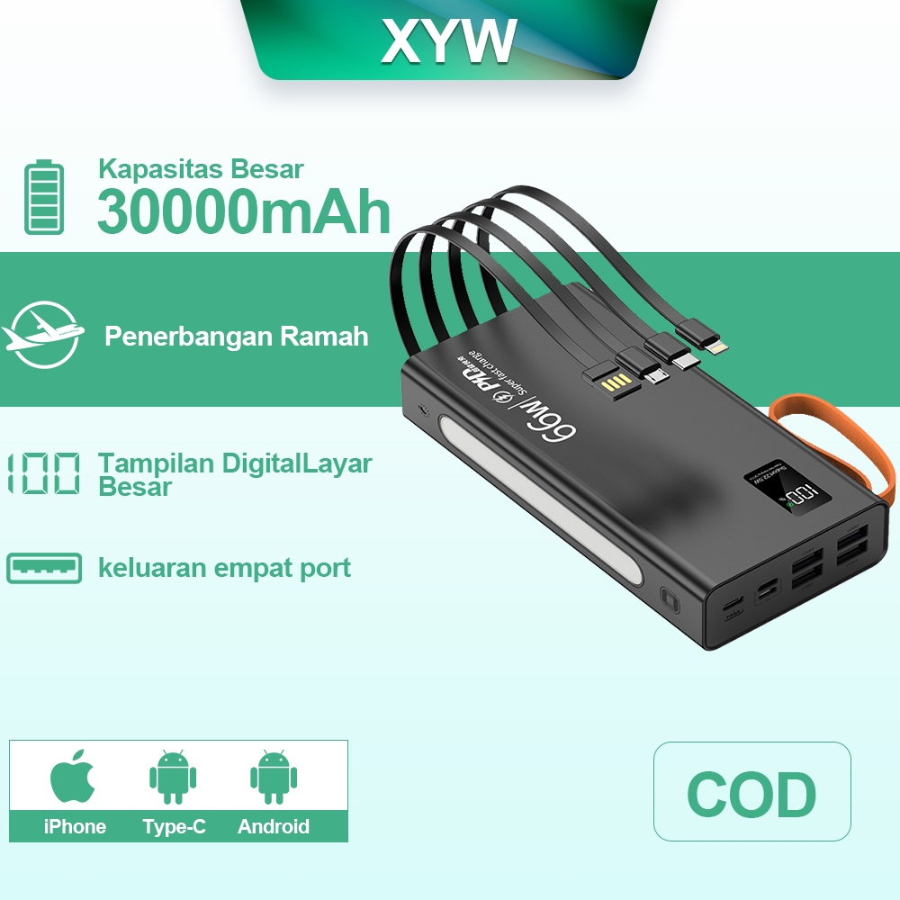 Powerbank 30000mah Mini Fast Charging With 4 usb LED Display