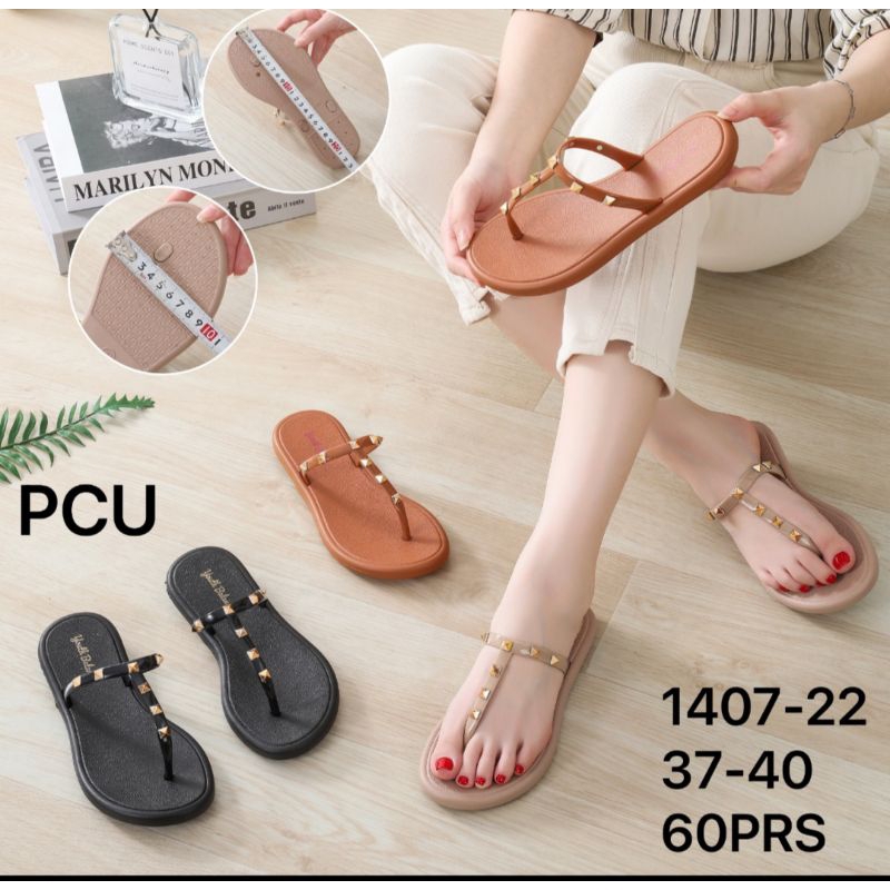 Sandal Jepit Jelly Import Wanita Duri Pyramid Terbaru 1407