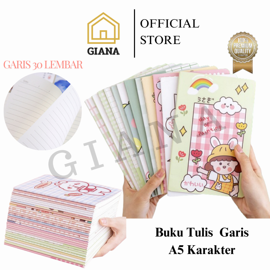 

GIA Buku Tulis A5 Note Book Momo Karakter Buku Tulis Garis Motif Lucu 30 Lembar