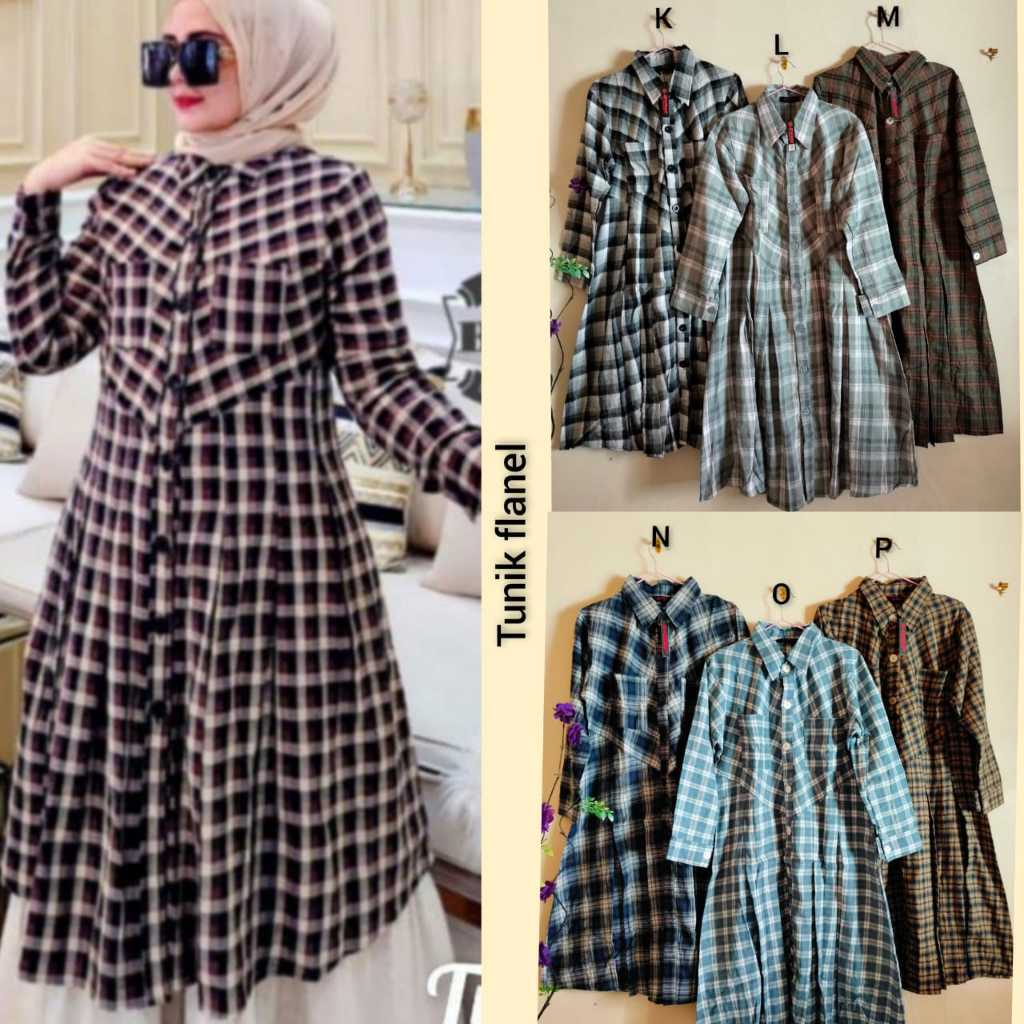 Tunik long flanel kotak jevanni