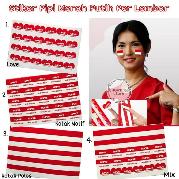 

STICKER PIPI ISI 100 Bendera Merah Putih Sticker Karnaval / Stiker pipi merah putih isi 100 pcs (sudah cutting) stiker 17 agustus / Sticker Stiker Pipi Bendera Indonesia / Stiker Pipi Merah Putih TERMURAH