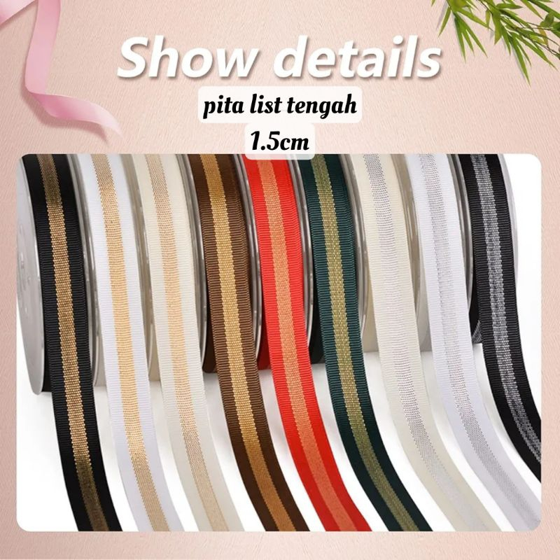 

Pita Satin list emas 0.9/1.5cm
