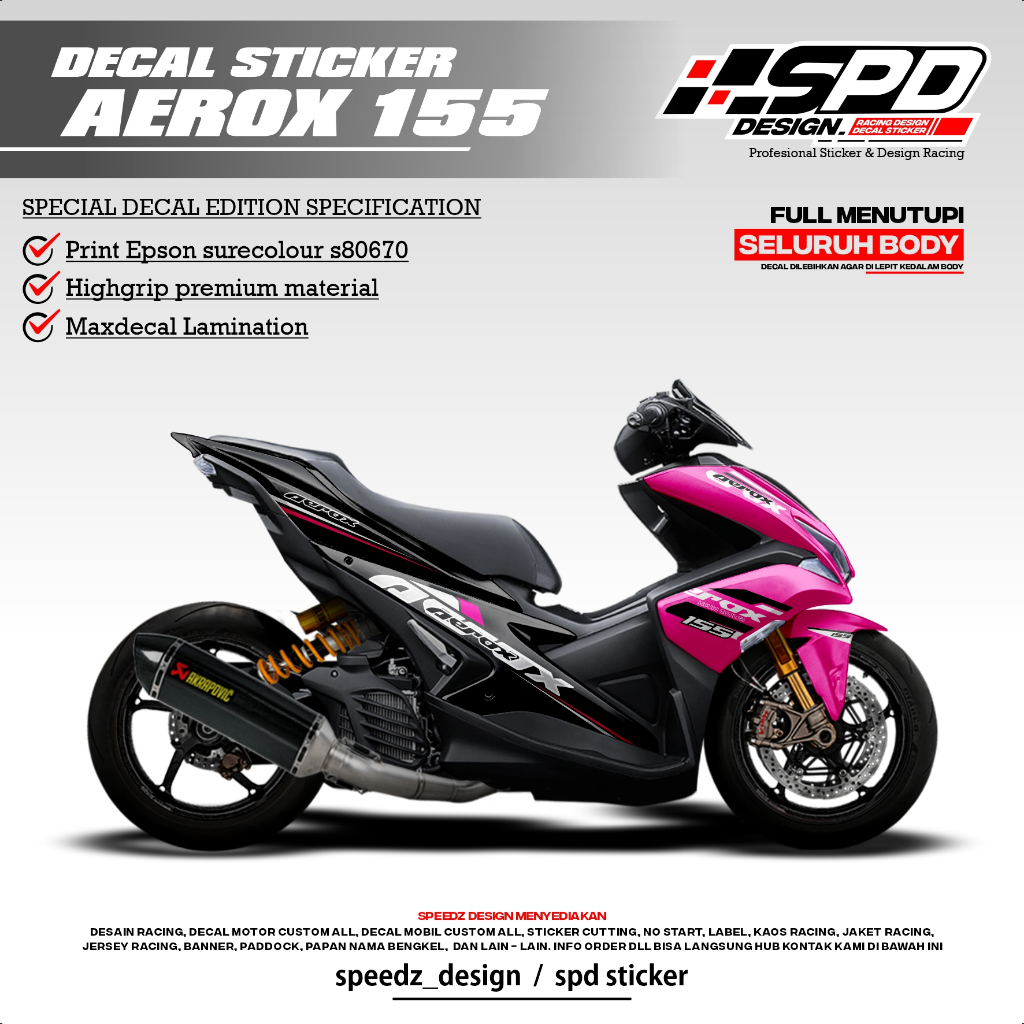 decal stiker aerox 155 full body pink keren