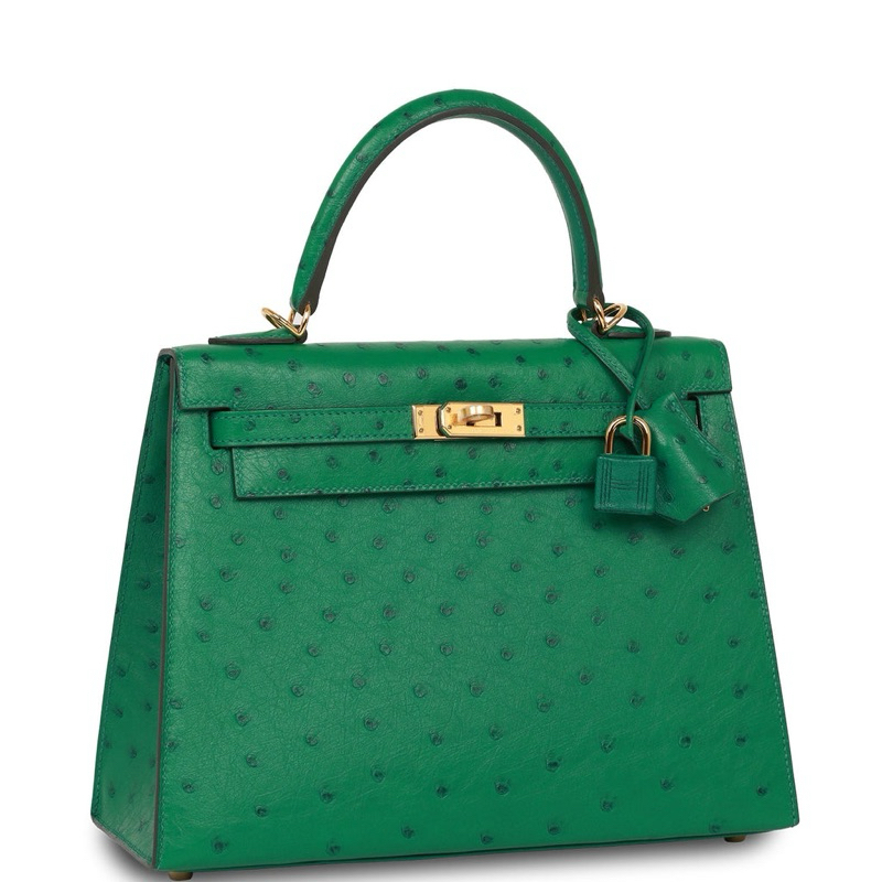 HM Ostrich Vert Vertigo Gold Hardware