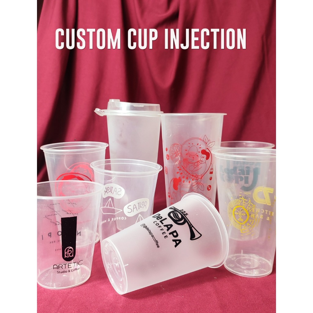 CUSTOM CUP INJECTION FROSTED / CUSTOM CUP INJECTION HITAM / CUSTOM GELAS THINWALL FROSTED / CUSTOM G