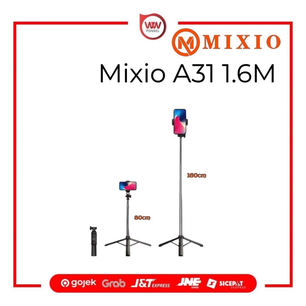 Mixio A31 Tongsis Bluetooth Selfie Stick Tripod 1.6M