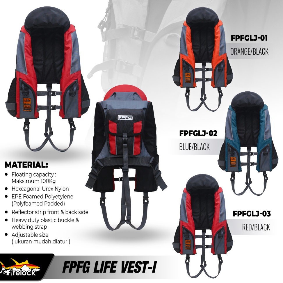 Life Jacket FIRELOCK  Rompi Pelampung  FPFG Water Sport Life Vest Jacket n C5A7