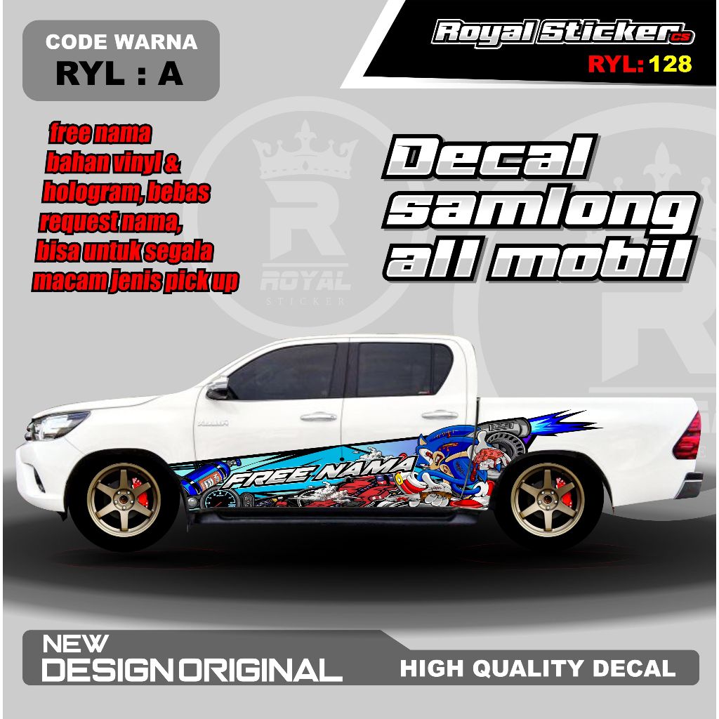 RYL128-STIKER SAMLONG TURBO DIESEL TRITON HOLOGRAM-STIKER DECAL MOBIL THAILOOK TURBO HILUX STRADA