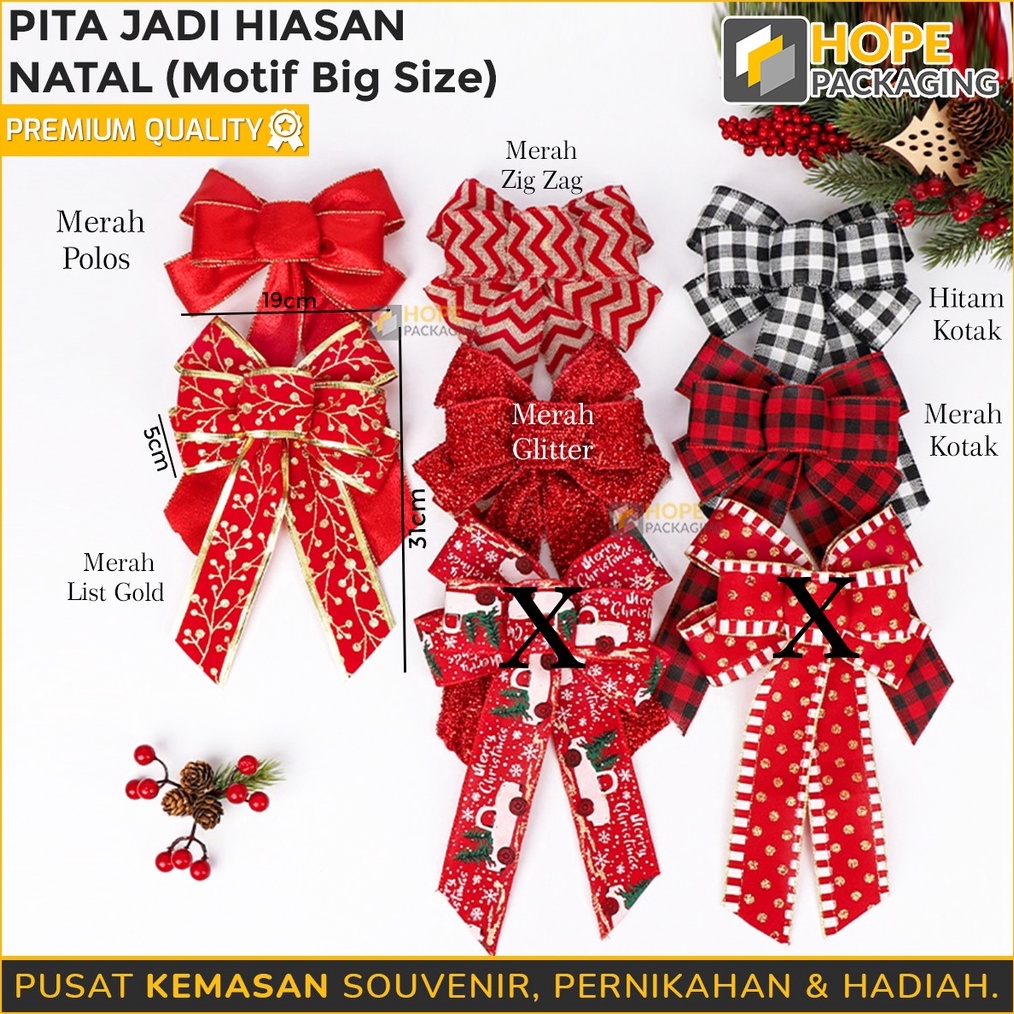 

MURAH Pita Jadi Hiasan Natal Motif Big Size Pita Kado Pita Besar Hadiah Kotak Hampers Natal Size 31x 19x 5 cm