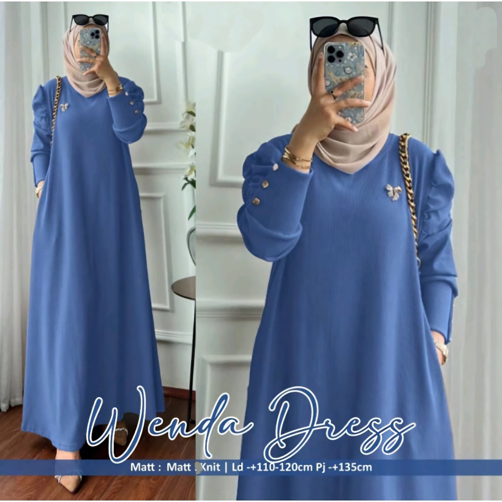 EKSKLUSIF PREMIUM WENDA DRESS RIB KNIT BATWING KANCING GAUN GAMIS DRES ATASAN JUMBO BESAR PANJANG MA
