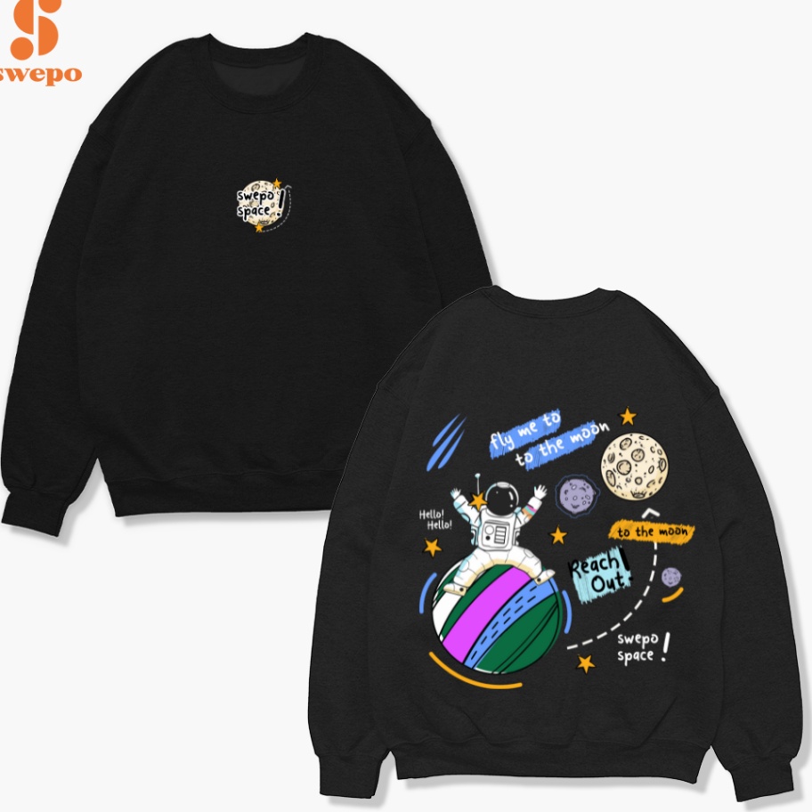 Diskon SWEPO Basic Sweater Swepo Space Sablon Size MXXL Pria  Wanita