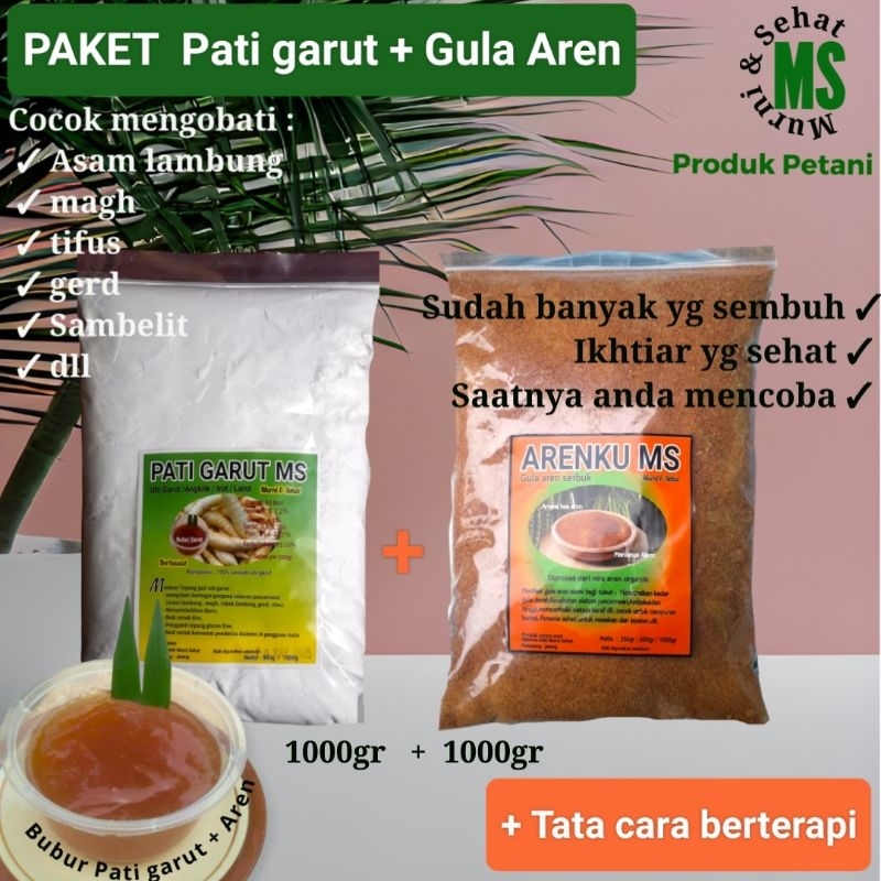 

TEPUNG PATI GARUT 1000gr dan GULA AREN SERBUK 1000gr