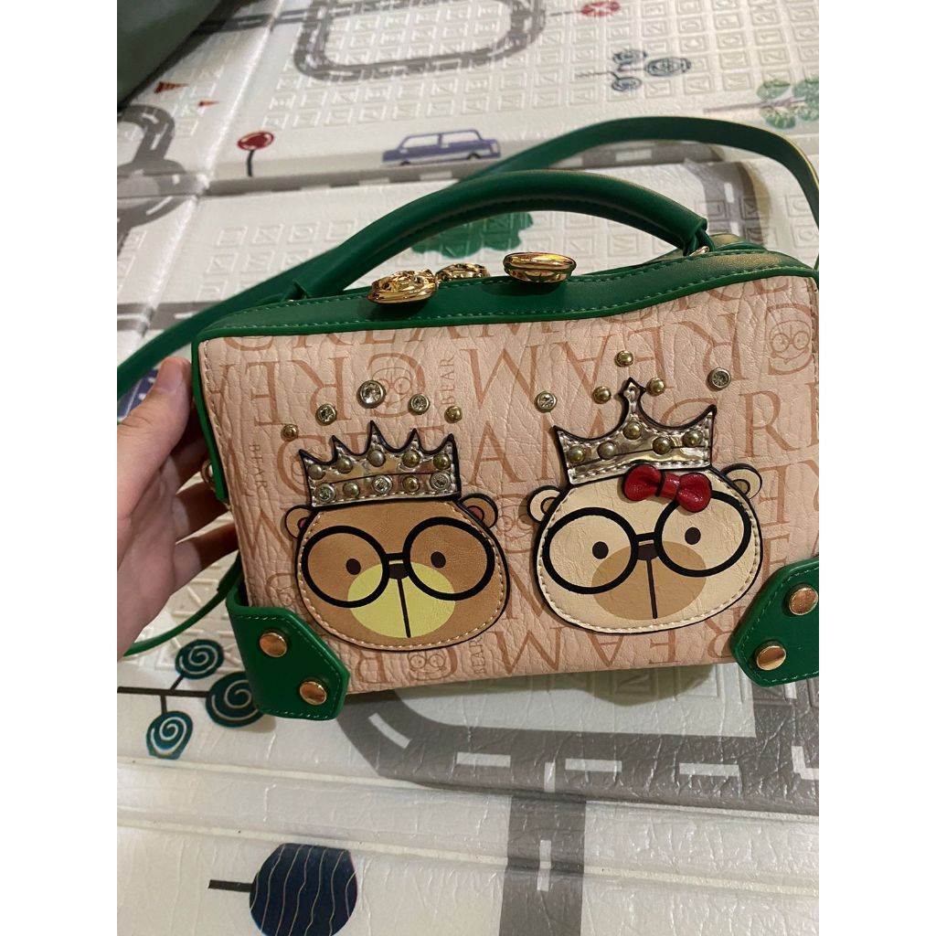 Tas Wanita Cream Bear Green-Cream