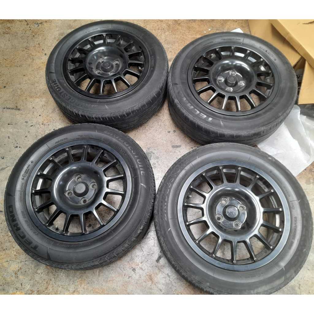VELG MOBIL SEKEN/BEKAS MURAH RING 15 ENKEI R15X6,5 4X100 ET38BLK +BAN BS(2) 195 50 R15