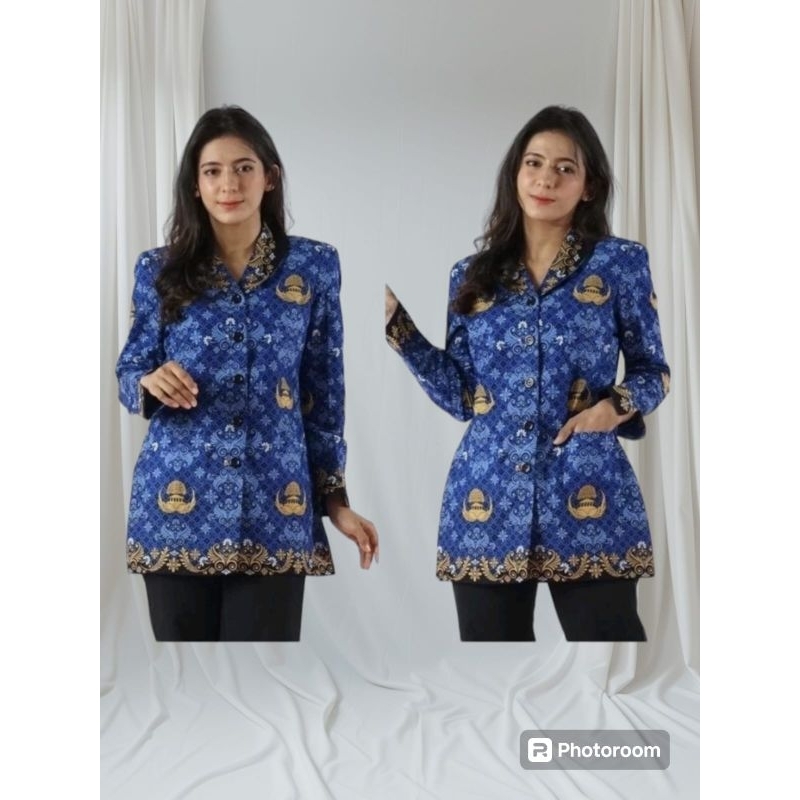 BAJU KORPRI KERAH HITAM PRIA DAN WANITA TERBARU  SRAGAM BATIK KORPRI WANITA / BATIK KORPRI WANITA / 