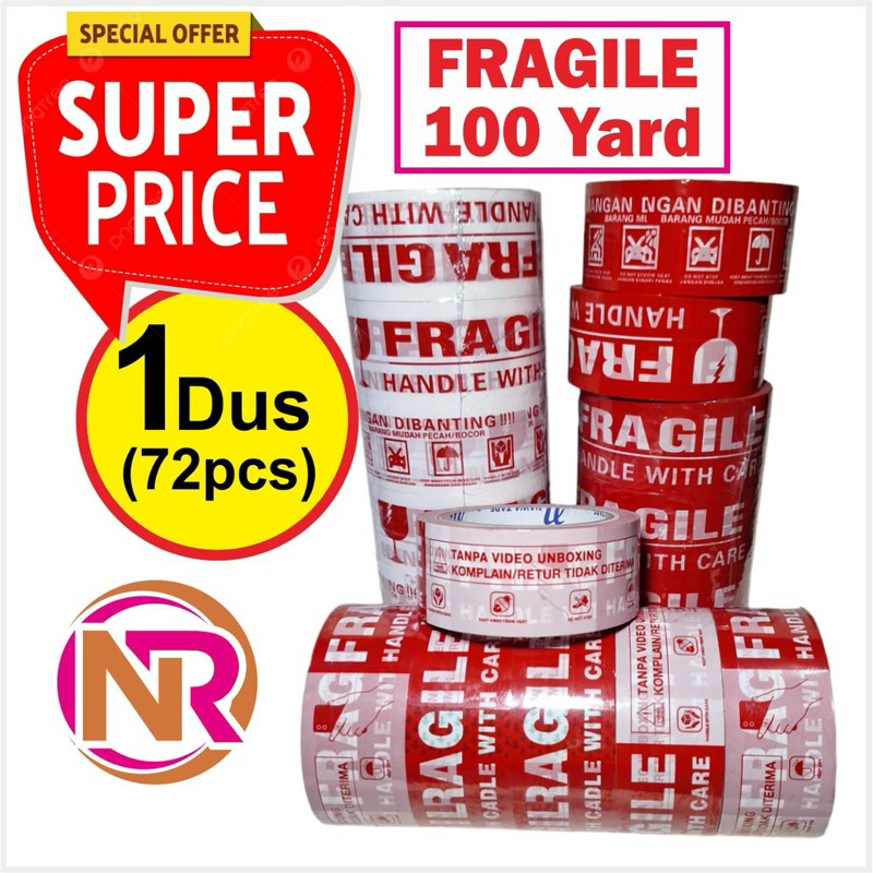 

1DUS/KARTON (72ROLL) FRAGILE MERAH/PUTIH 48x72YARD/ 48x100YARD