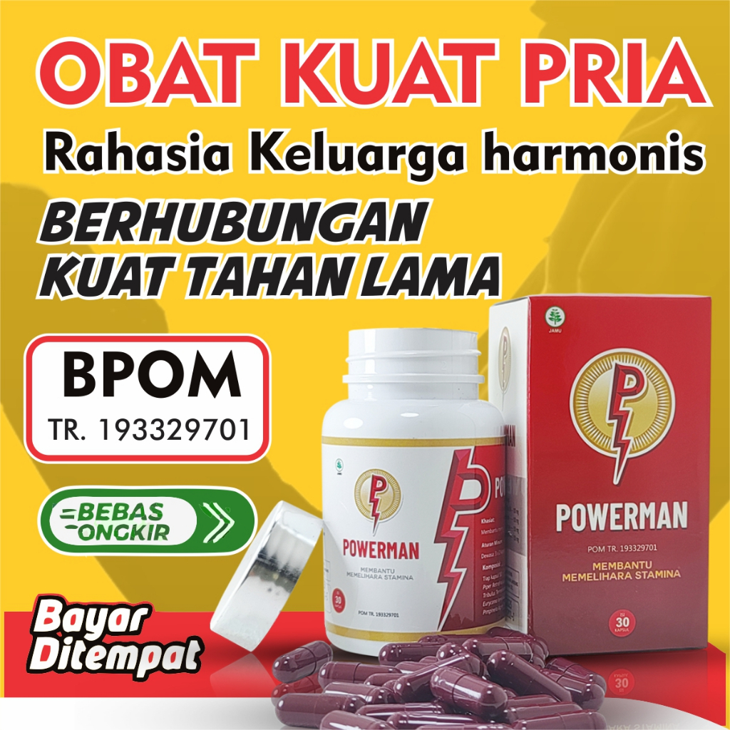POWERMAN BPOM OBAT KUAT PRIA ORIGINAL100% OBAT TAHAN LAMA OBAT KAPSUL PRIA DEWASA OBAT EJAKULASI DIN
