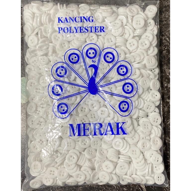KODE M25B Kancing Merak kemeja lubang 4 warna putih susu dan bening merk Merak 18L 11mm isi 144pcs