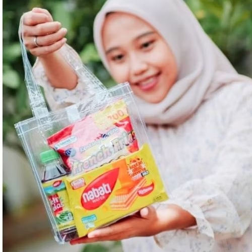 

20x5x20 Tas Hampers polos transparan (Banting Harga)