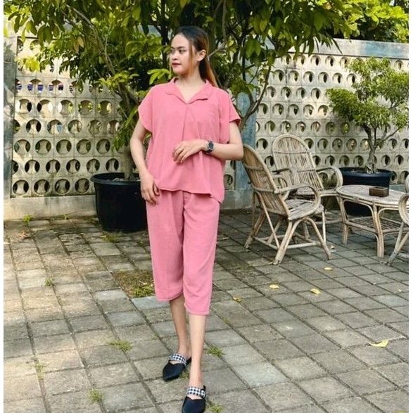 Rena One Set Setelan Wanita Crinkle Airflow - Setelan Wanita Kekinian