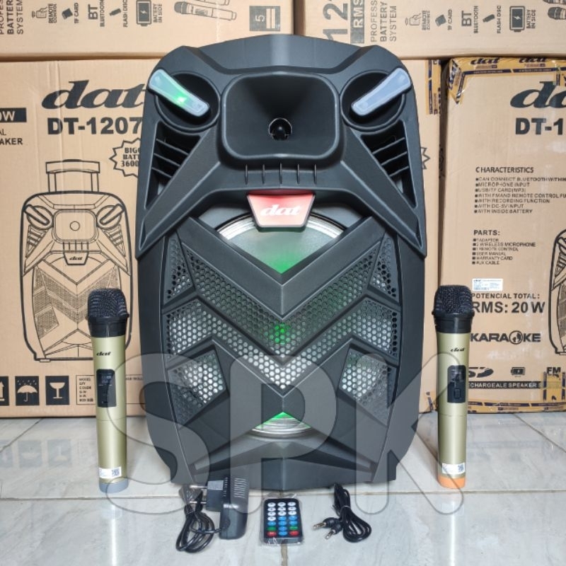 Speaker Portable DAT DT 1207 12 inch 2 Mic Wireless