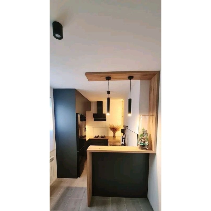 lampu gantung dapur, meja makan meja hidangan minibar