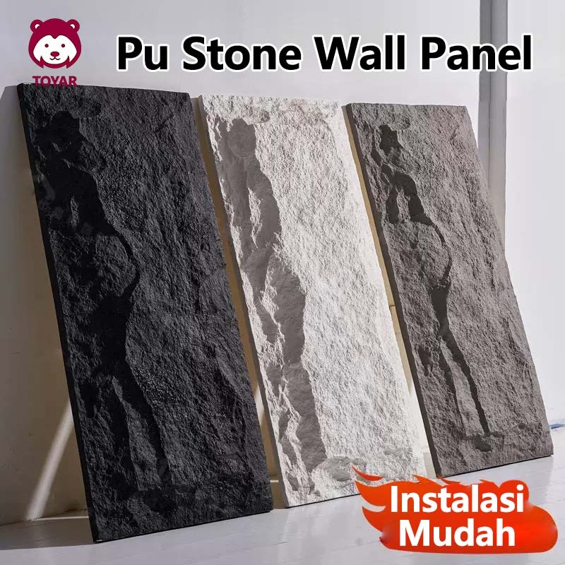 PU STONE PANEL 120cmx60cmx3cm PU Stone Rock Panel Polyurethane Dekorasi PU Batu dinding batu alam pa