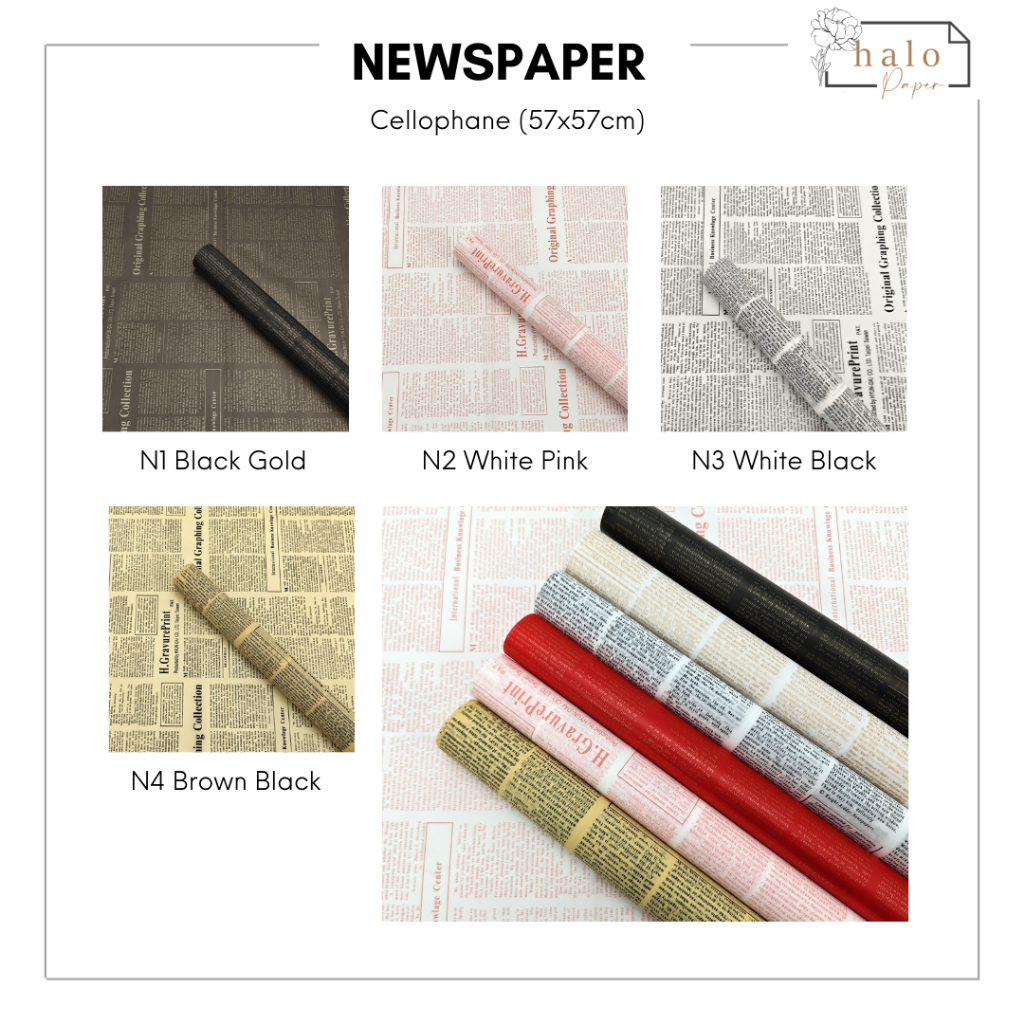 

(1 lembar) NEWSPAPER CELLOPHANE - MOTIF KORAN CELLOPHANE FLOWER WRAPPING PAPER