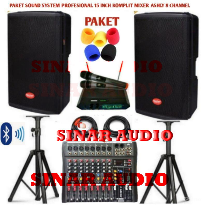 Paket sound system max15rc max 15 rc plus mixer Ashly 8 channel