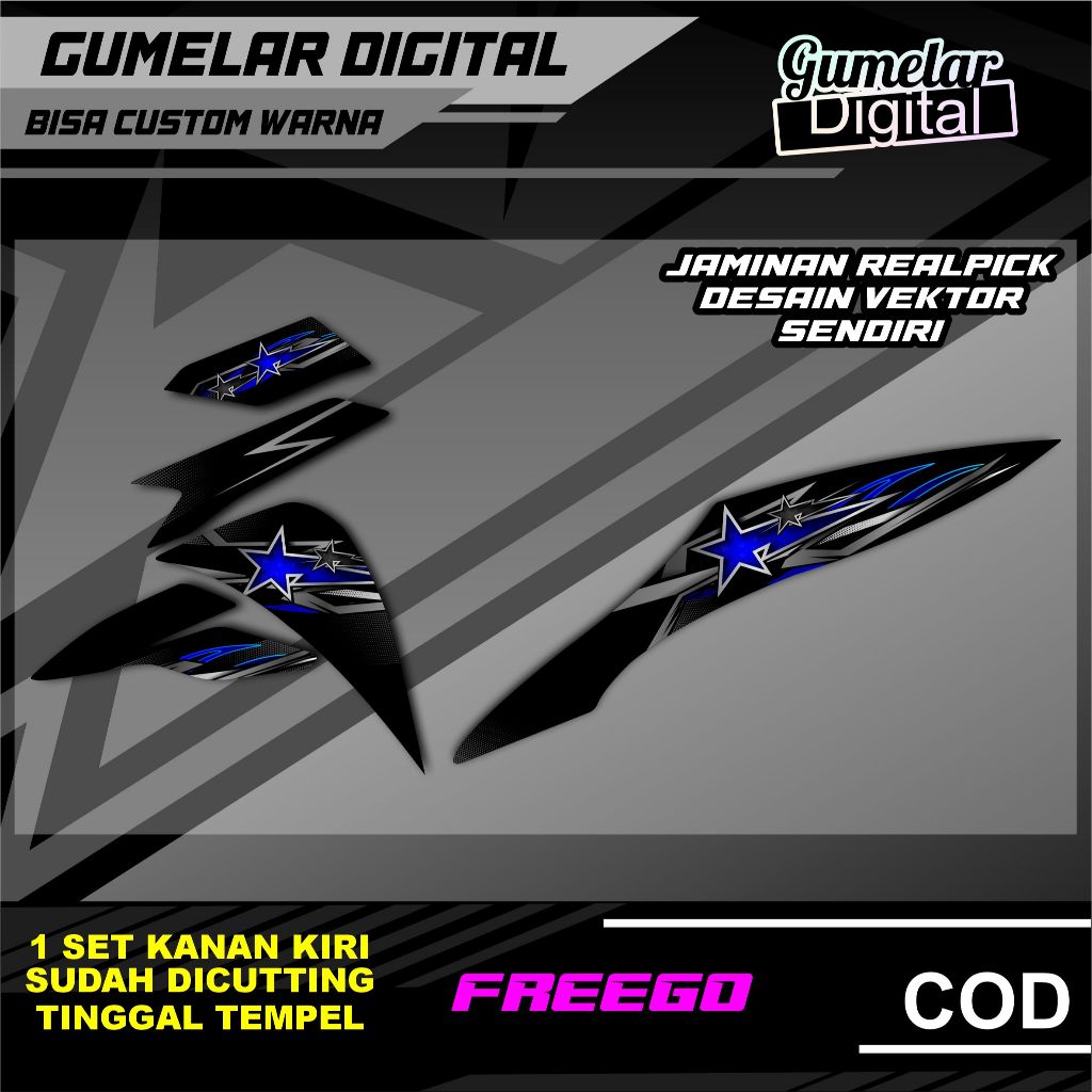 STRIPPING SIMPEL YAMAHA FREEGO DIESEL STAR LIVERY MOTIF TERLARIS SUDAH DI CUTTING TINGGAL TEMPEL