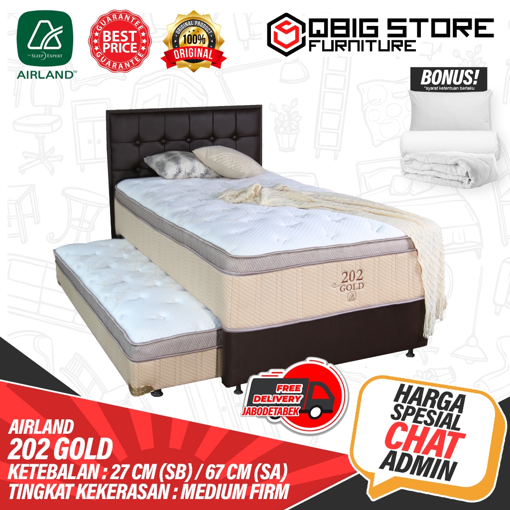 Kasur Springbed Airland 202 Gold FULL SET Spring bed matras 2in1 Sorong