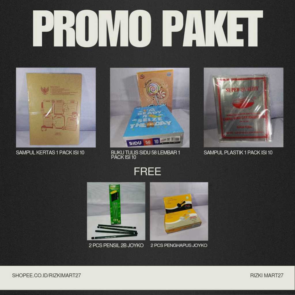 

PROMO PAKET BUKU TULIS SIDU 58 LEMBAR + SAMPUL MURAH FREE ATK || 1 PACK ISI 10