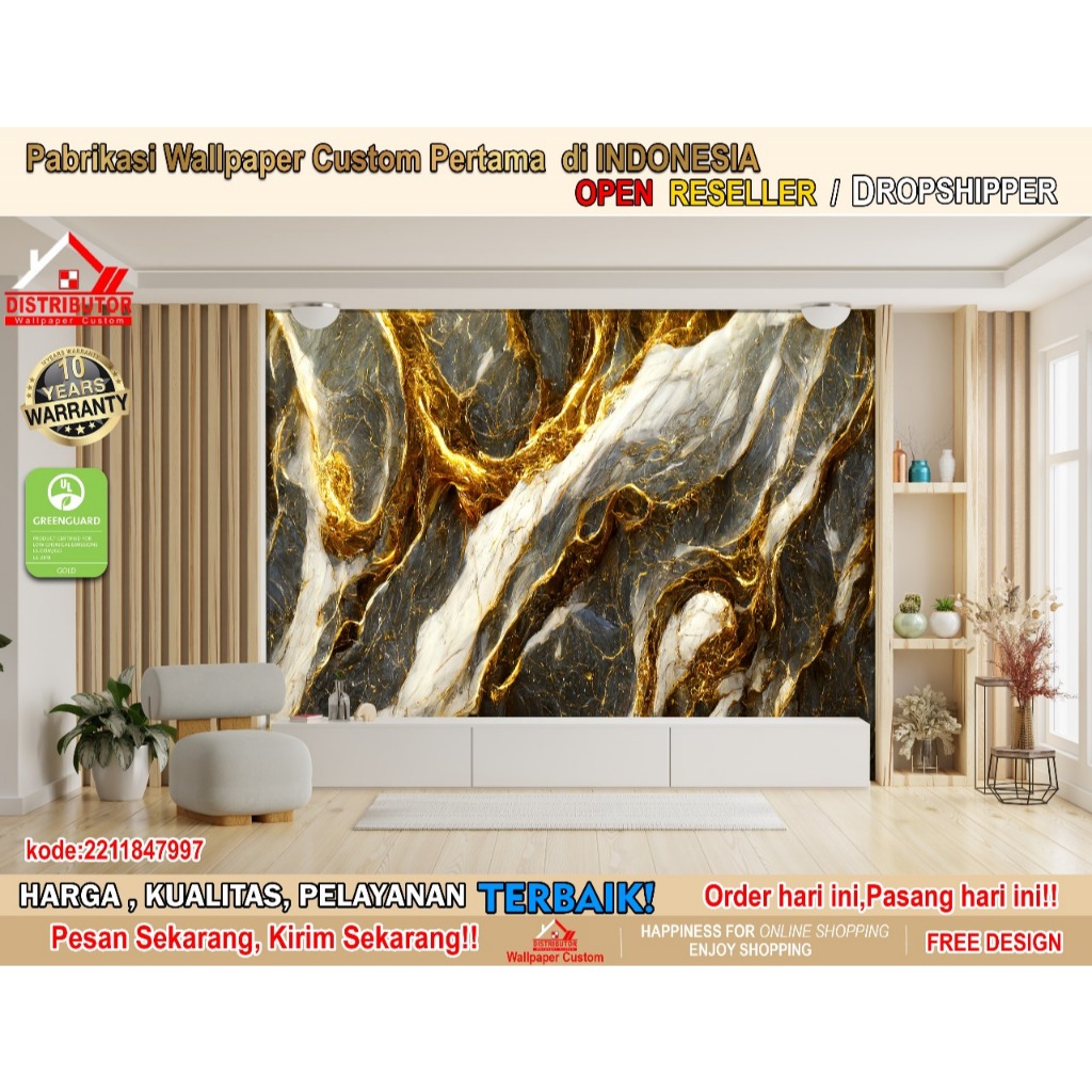 Wallpaper Custom 3D Tema Marmer | Marble | Wallpaper Dinding | Wallpaper Ruangan | Wallsticker | Wal