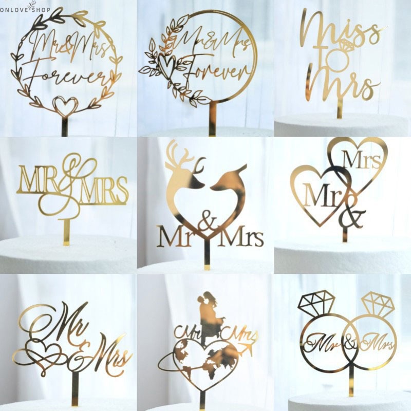Topper Cake Wedding Engagement Mr Mrs Acrylic