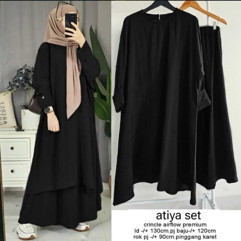 FATIYA LONG SET ROK ONE SET TUNIK CRINKLE AIRFLOW