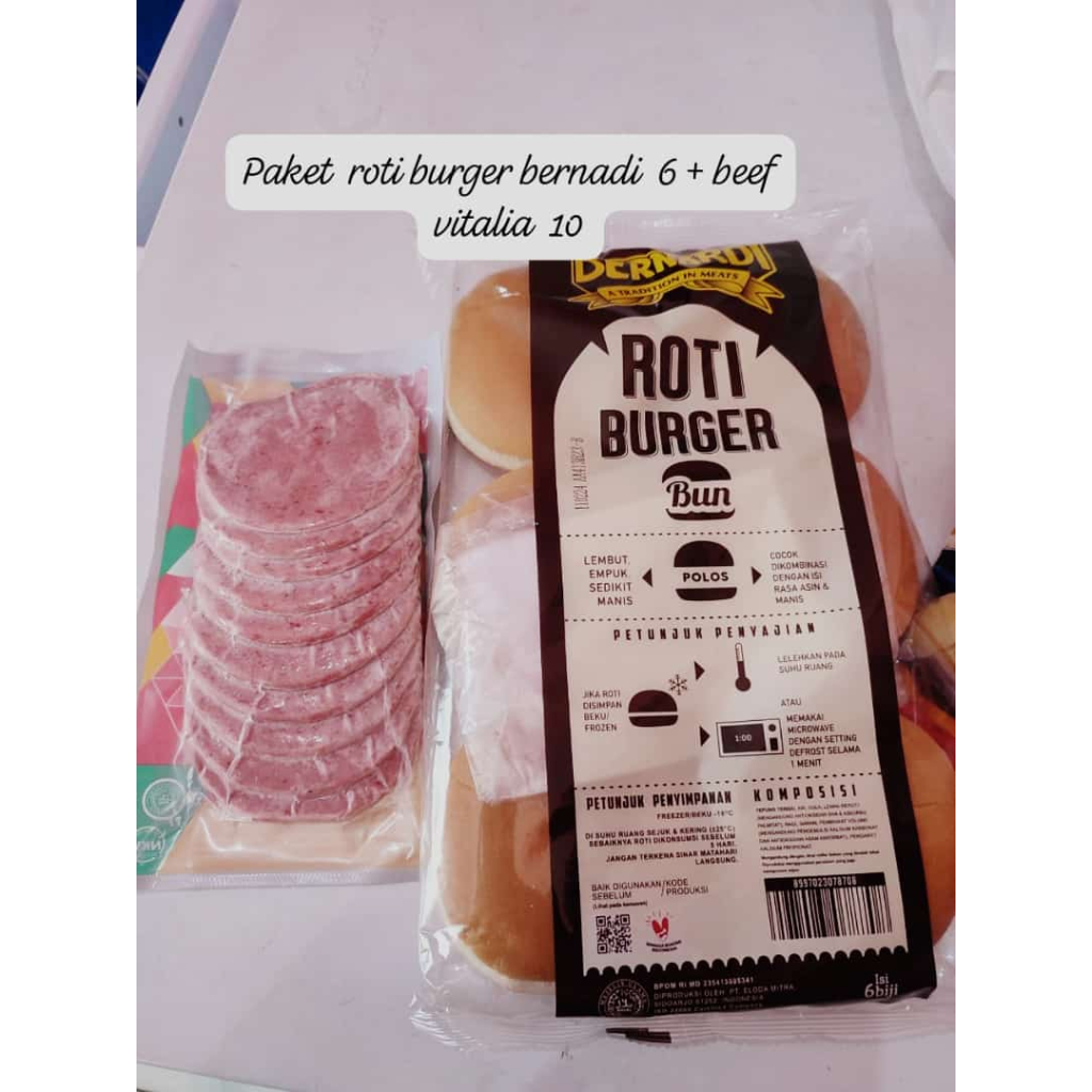 

paket roti burger bernardi dan beef burger isi 20