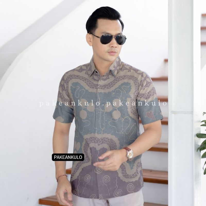 PAKEANKULO Batik Premium Pria Slimfit Motif Dewananda Ungu Muda