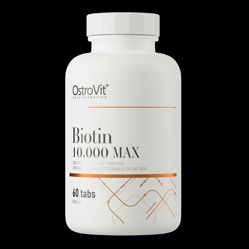 OstroVit Biotin 10.000 µg MAX 60 tablet Vegan Vitamin H B7 Suplemen Vitamin Import Saraf Energi Kuli